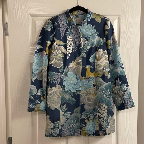 Chico’s Blue Floral Embroidered Jacket - Picture 3 of 12